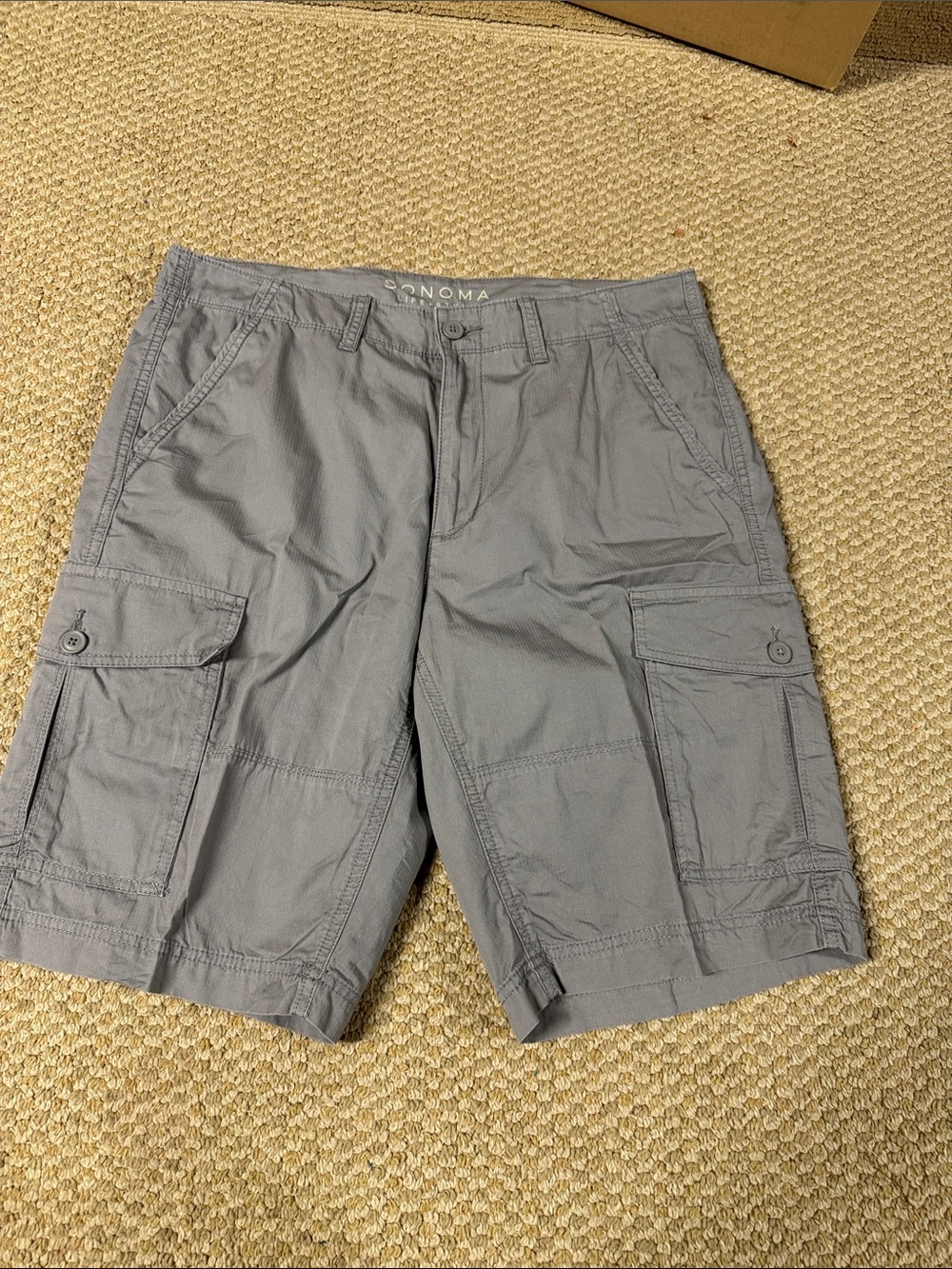 Sonoma Men's Gray Cargo Shorts with Button-Flap Pockets